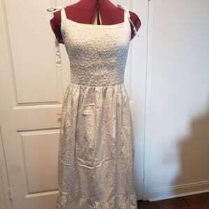 Polka dot maxi dress with tie up straps